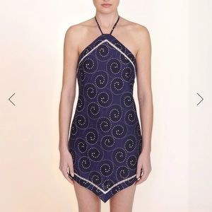 NWOT staud megan linen mini dresss in size 4, navy whirlpool white color